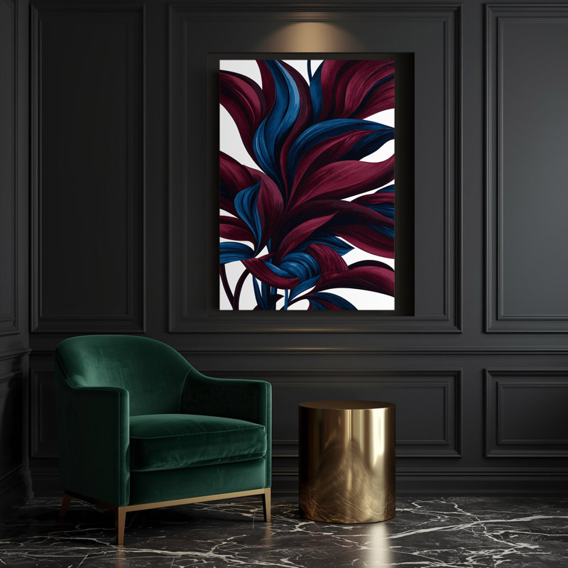 "Abstract Florals 60", art mural sur toile mauve, H 20 po x l 16 po