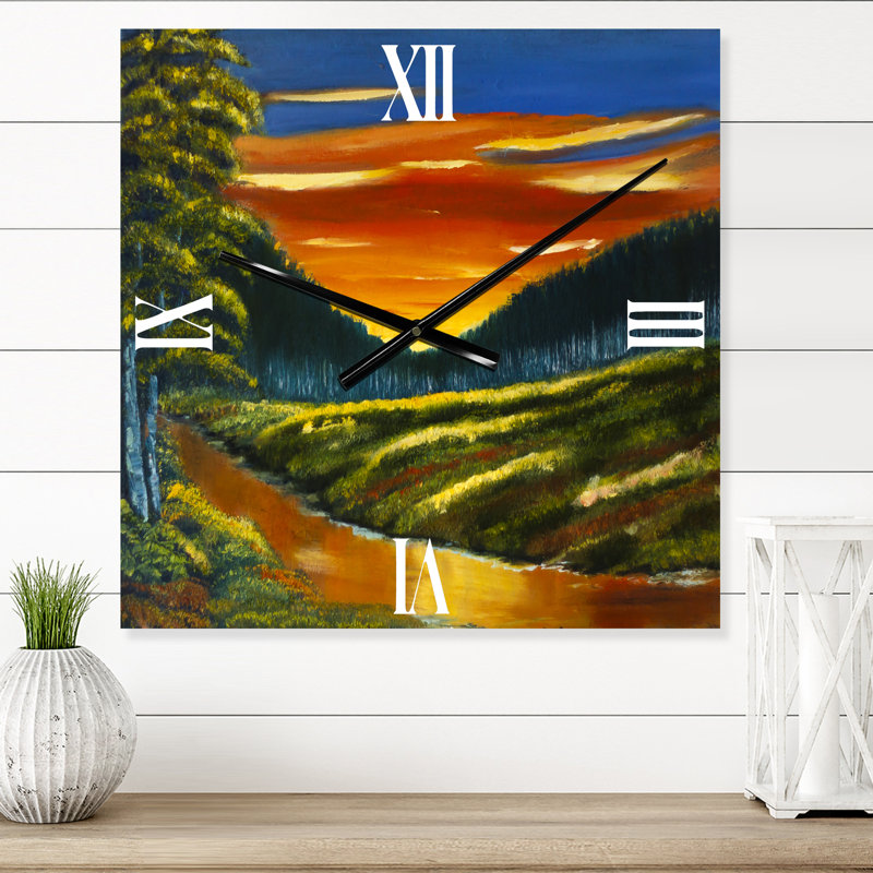 Horloge murale coucher de soleil au-dessus du lotus, Petit