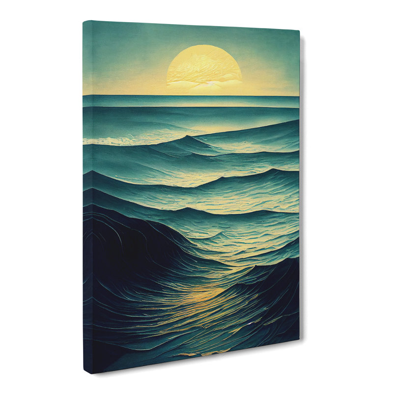 Seascape Painting Sgraffito Vol.1 - Wrapped Canvas, 50cm H x 35cm W x 3cm D