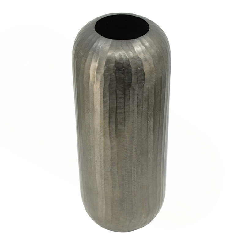 7X7X17" Aluminum Layered Chisel Oval Vase