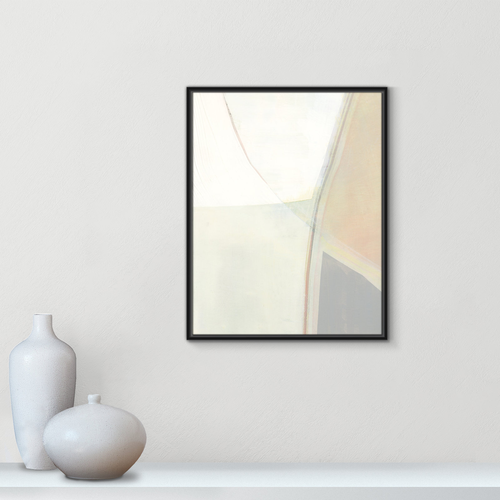 Alexandria "In Neutral II" Painting by Cartissi, 29.5" H x 23.5" W x 2" D, Black Framed Canvas