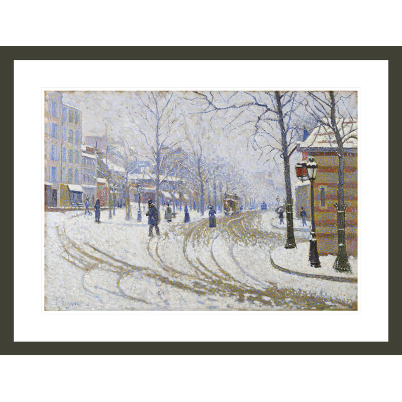 «Snow Boulevard de Clichy Paris» par Paul Signac - Estampe numérique encadrée, H 22,67 po x l 29,5 po