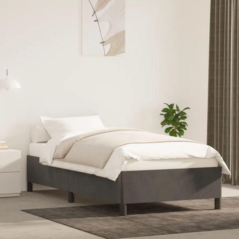 Darrisha Bed Frame, Upholstered Platform Bed Frame, No Mattress, Dark Gray, Twin XL