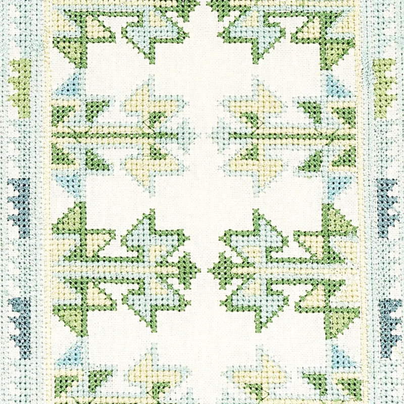 Tissu brodé Vinka, Minéral / ivoire