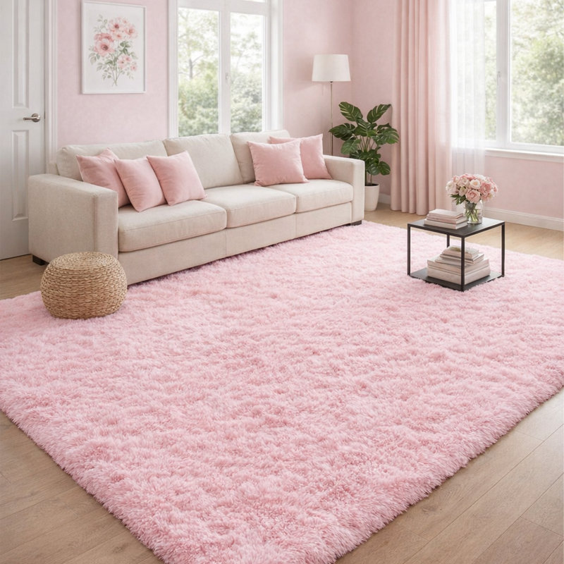 Deep Pile Fluffy Shaggy Area Rug pink living room rug, pink, 160*230cm
