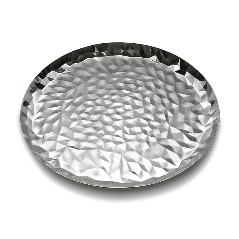 Claudia Raimondo Joy N. 3 Contemporary Round Tray in Mirror-Polished Stainless Steel