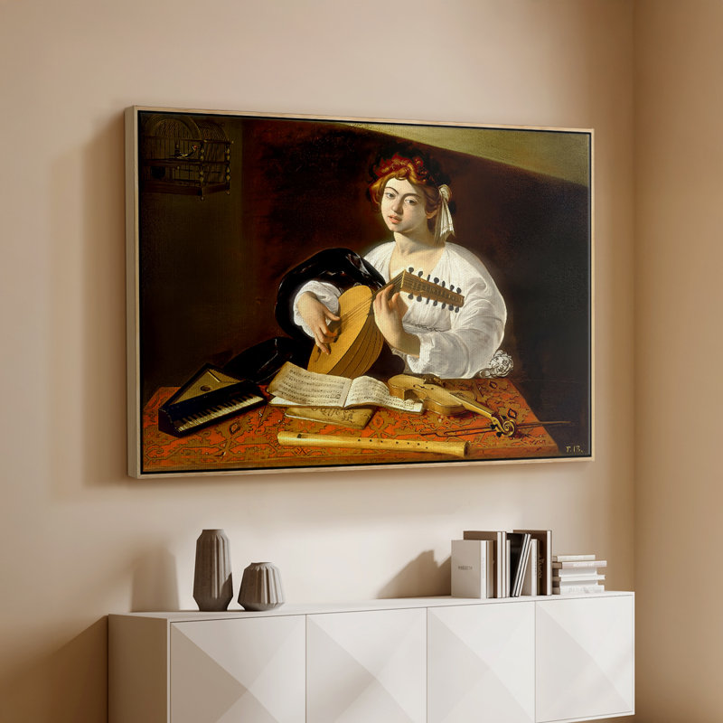 Le joueur de luth (version Wildenstein), v. 1596 - Toile tendue avec châssis Caravaggio, Naturel, 26 x 40