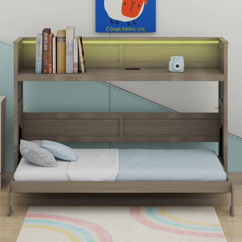 Lit escamotable avec bureau, lumière DEL et station de charge USB
