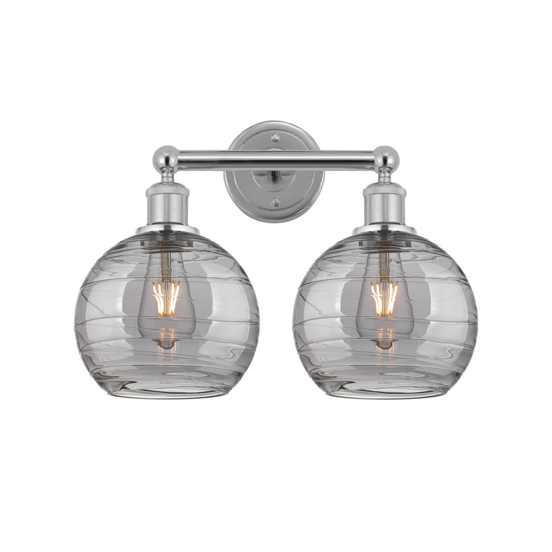 Éclairage pour meuble-lavabo à 2 lumières à intensité variable Essex, Chrome poli, Gris fumée clair