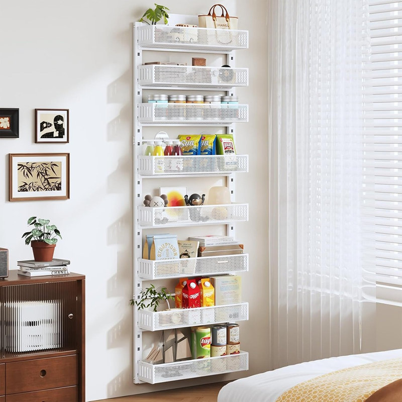 Heavy-Duty Over-the-Door & Wall-Mounted Metal Storage Rack Organizer for Kitchen, Pantry, Closet & Laundry Room