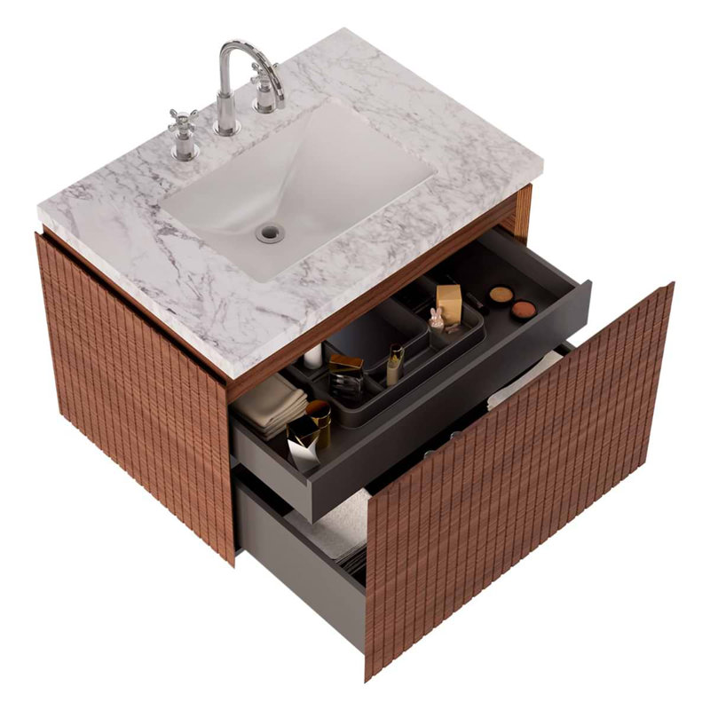 Melrose Single Vanity, 30", Walnut, White