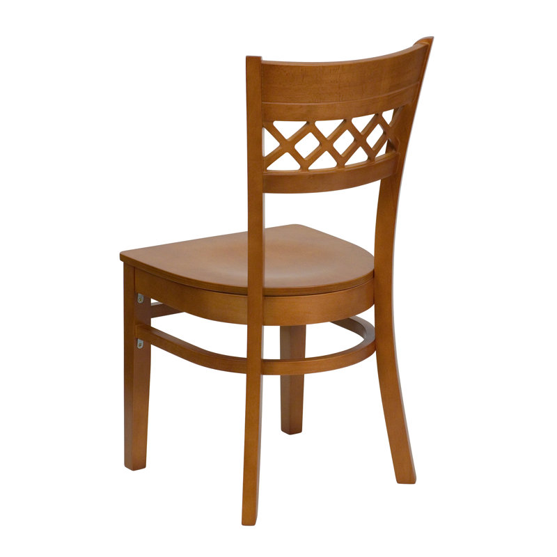 Chaise de salle à manger en bois massif à dossier en treillis Sonya, Cerise