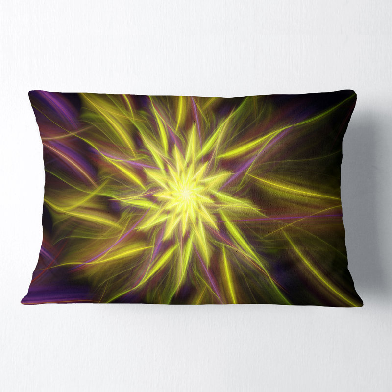 Coussin lombaire floral à fleurs exotiques, Or