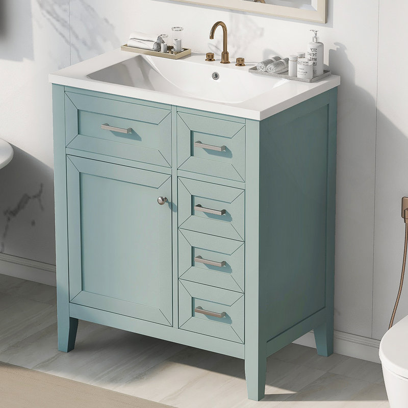 Armoire de salle de bain 30 po avec lavabo et tiroir vert