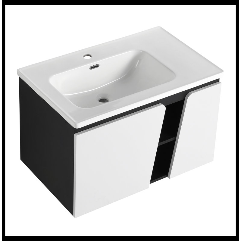 Meuble-lavabo simple 31,70 po avec plateau en céramique Anazia