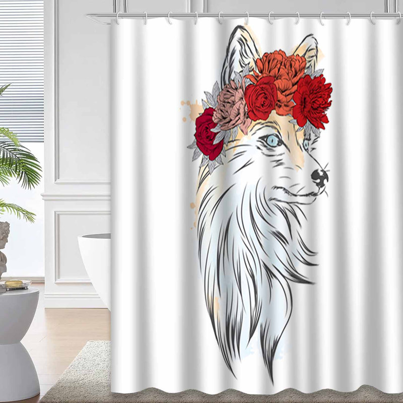Rideau de douche avec 12 crochets Fox, L 72 po x l 78 po