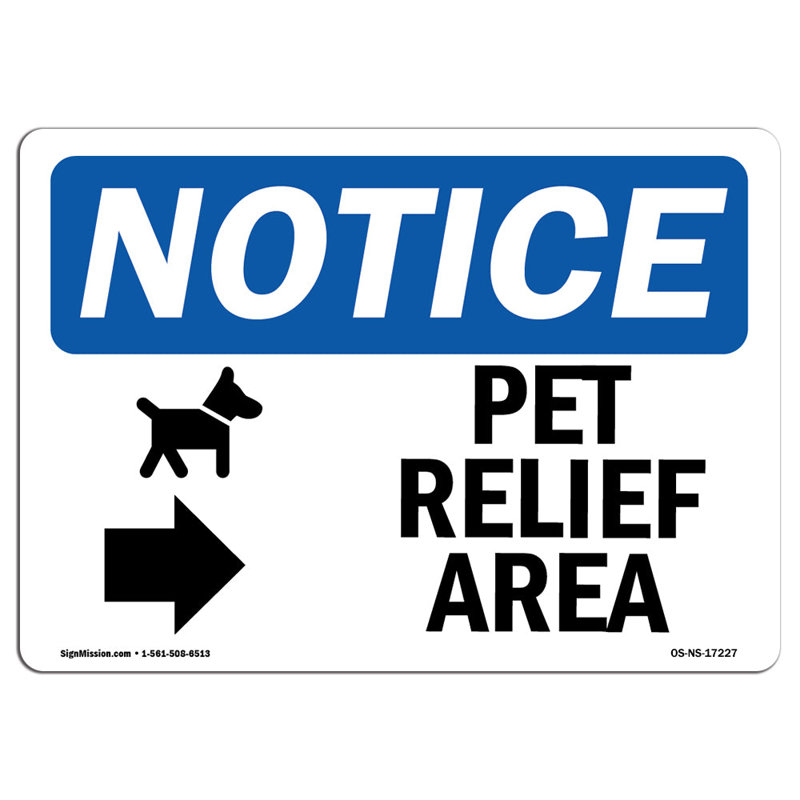 Osha Notice Pet Relief Area Right Arrow
