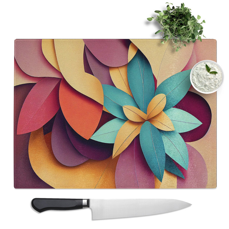 Attractive Abstract Flowers  Glass Chopping Board