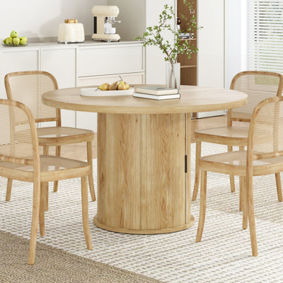 Table de salle à manger ronde 43 po pour 4 personnes, petite table de cuisine en bois avec base en métal robuste, table de salle à manger ronde moderne pour salle à manger, assemblage facile