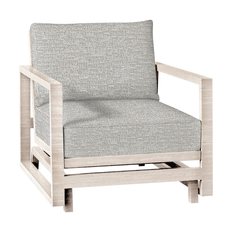 Avondale Patio Lounge Chair with Cushions, No Welt + Standard Fill, Tweed Toffee, Chalk