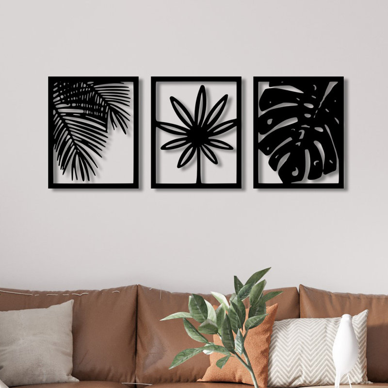 Élégant accessoire mural décoratif en métal, finition noire, 51,6 po x 19,7 po | Fabrication 100% métal, épaisseur: 0,05 pouce | Design moderne pour la décoration intérieure et les espaces de bureau, pièce décorative durable et élégante