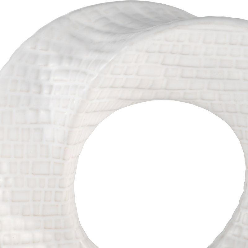 Elysia Ceramic Abstract Decorative Object, White, 8" H x 8" W x 3" D