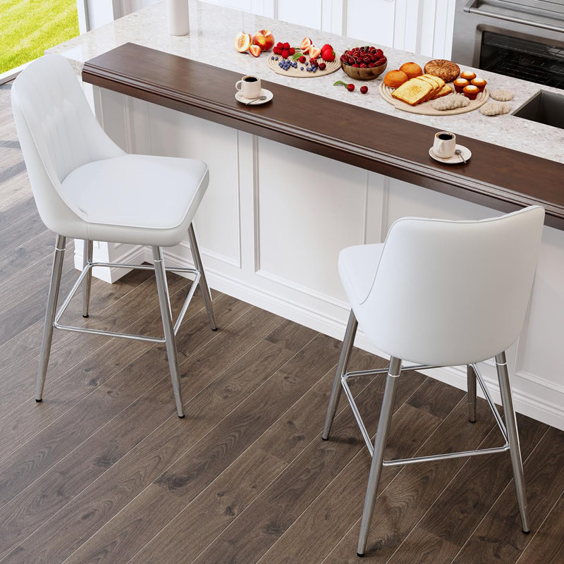 Ensemble de 4 tabourets de bar, tabourets de bar à hauteur de comptoir avec dossier, tabourets de cuisine modernes en similicuir