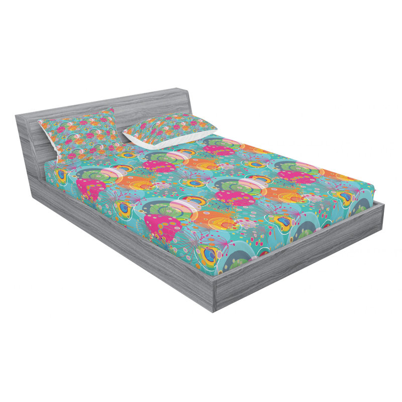 Microfiber Polka Dots Sheet Set, Queen Sheet Set with Fitted Sheet