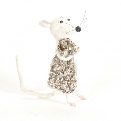 Figurine souris en feutre de noël
