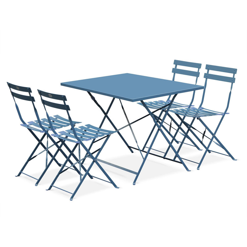 Iona-Louise 4 - Person Patio Dining Set with Rectangular Table, Blue