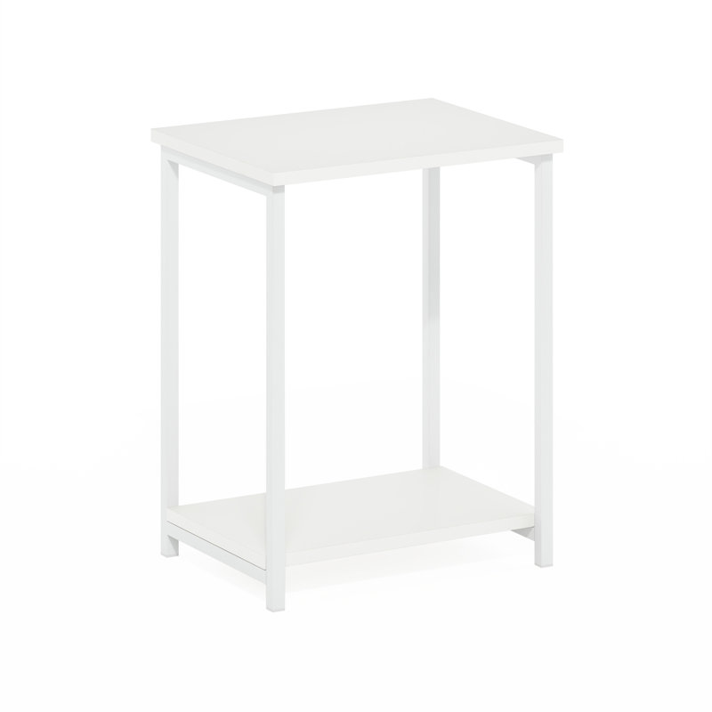 Table d'appoint en hauteur avec tablettes, Plateau en bois de pin ambré / base noire, Plateau blanc / base blanche