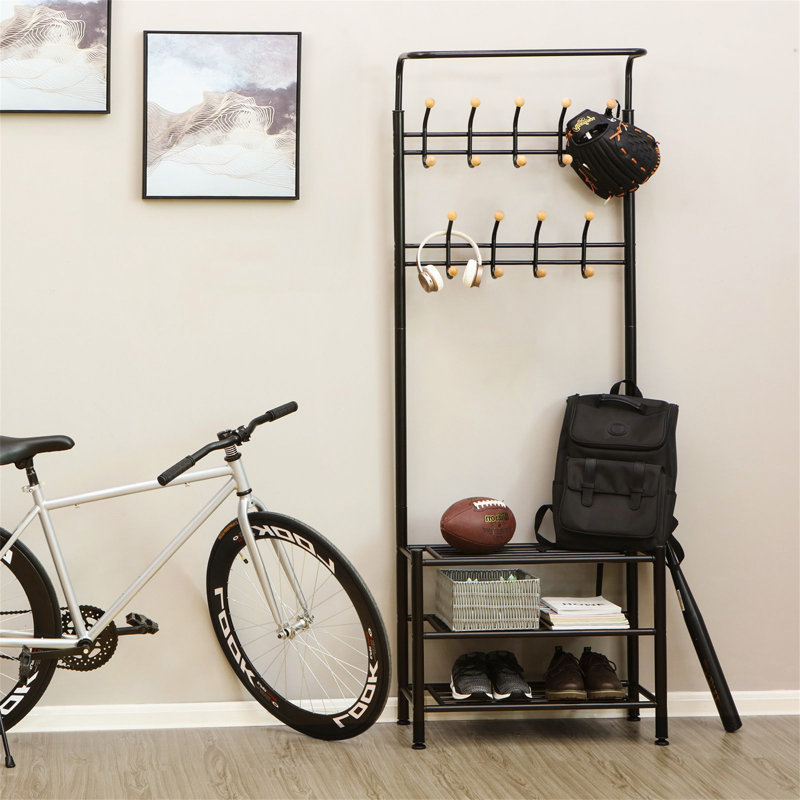 Steel Freestanding 18 - Hook Coat Rack, Black