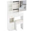 Petite coiffeuse blanche avec tiroir à gauche, miroir coulissant à droite, rangement multicouche et tabouret rembourré de style américain pour espaces de rangement, tabouret, largeur de 29,2 po