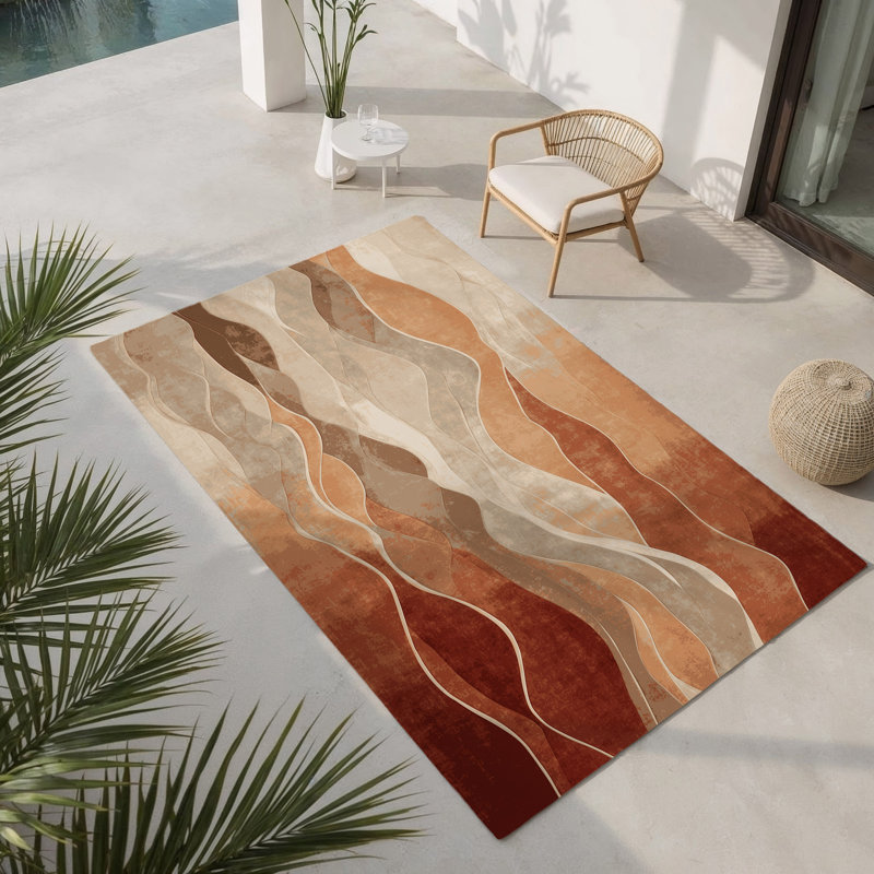 Tapis d'intérieur et d'extérieur Fluid Serenity, Rectangulaire 2 pi x 3 pi