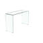 Console en verre, console en verre trempé transparent avec bureaux à bords arrondis, table de canapé
