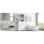Armoire de rangement autoportante avec portes et tiroirs, panier à linge inclinable, tablette réglable, plusieurs espaces de rangement, deux ensembles, blanc