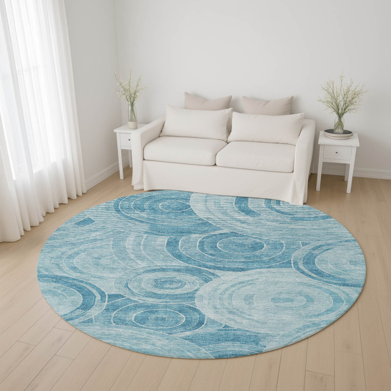 Premium Machine Washable Lubbers AMF1750 Geometric Rug, Round 8'