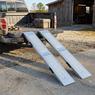 LifeSky Heavy-Duty Folding Loading Ramps: 950 lbs Capacity for Motorcycles & ATVs - 63\" Steel Ramps Fold to 36\" for Trunk Storage - Secure Loading for Garage & Farm Equipment
