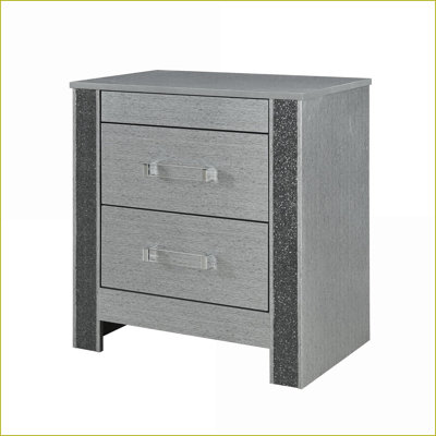 Table de chevet argentée avec compartiment à bijoux caché Lorenzo