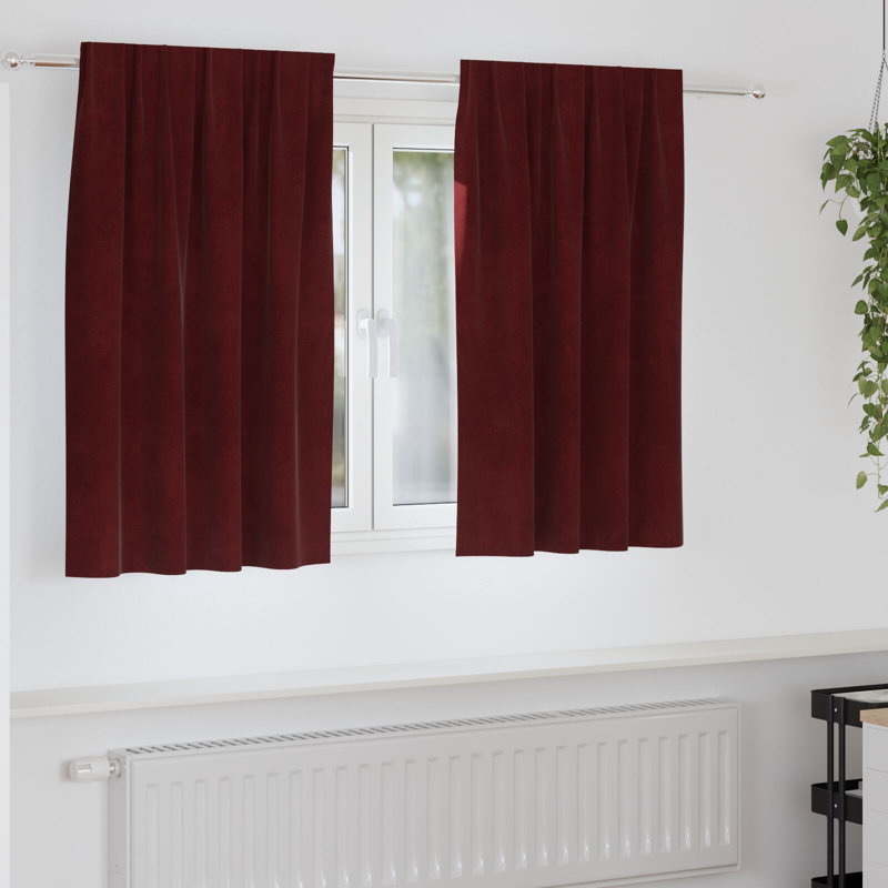 Curtains Polyester 140Cm Sound-Absorbing, Burgundy, 140cm Width x 140cm Drop