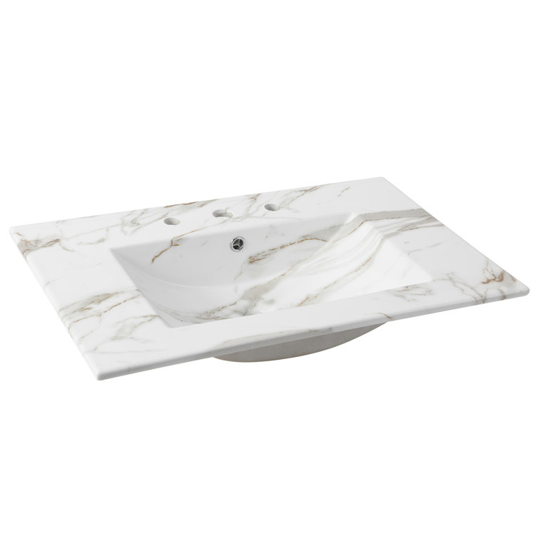 Ancillary 3-Hole 30" Classic Contemporary Rectangular Ceramic Single Sink Basin Vanity Top