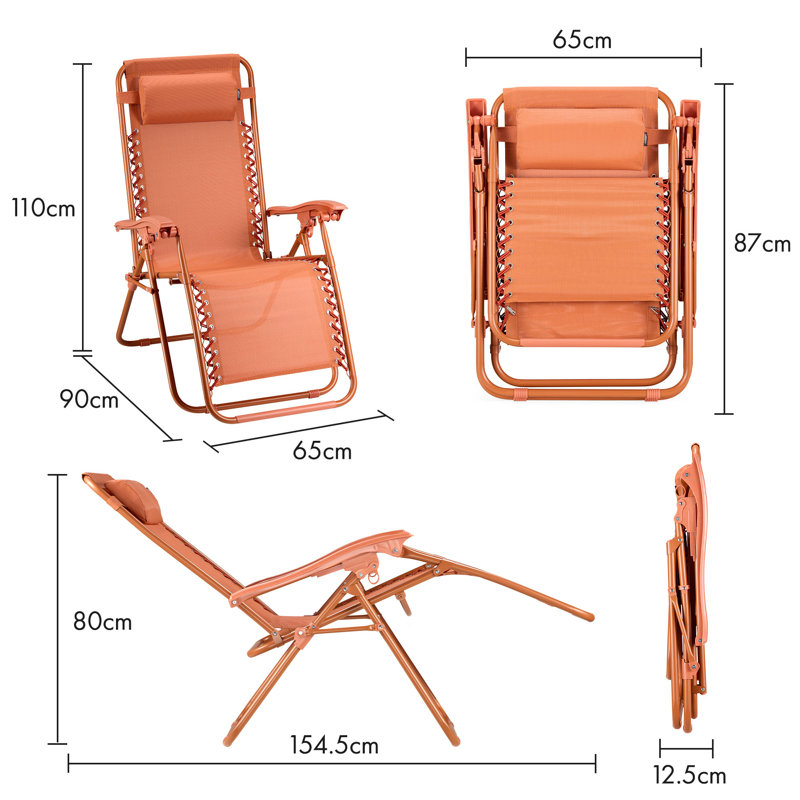 Verona Folding Zero Gravity Sun Lounger, Rust Orange