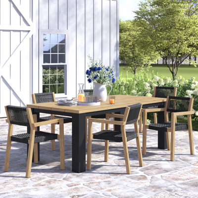 Morones Rectangular Reclaimed Teak 6 Person Indoor Outdoor Dining Set