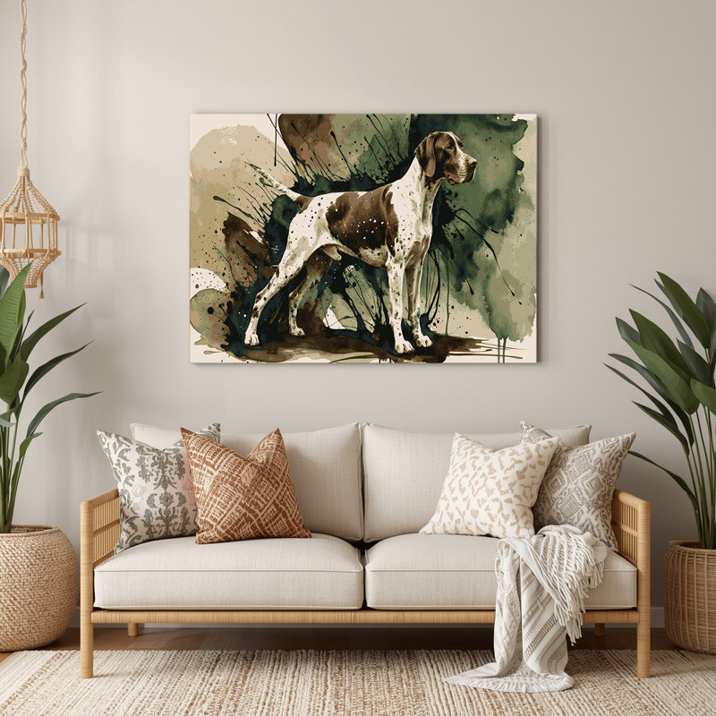 Dogs German Shorthaired Pointer, art mural en métal beige, H 24 po x l 36 po