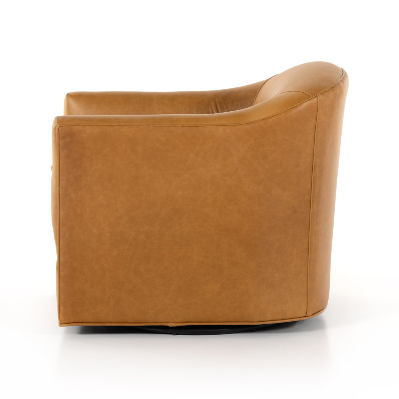 Highland Quinton Swivel Chair - Arvada Cigar, Ontario Camel Genuine Leather