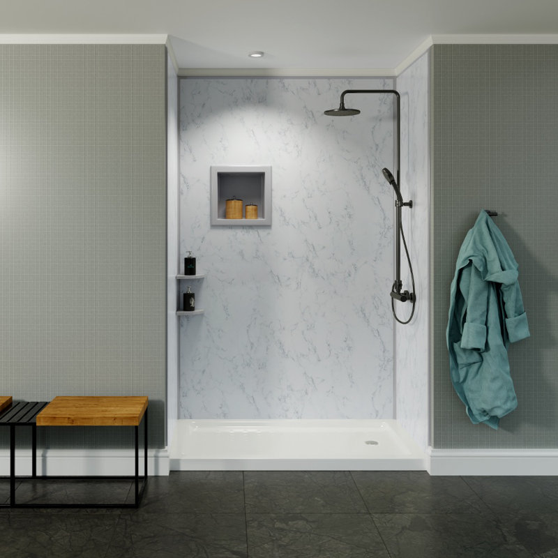Bella CORE White Carrara Tub and Shower Surround up to 48Dx48Wx48Dx96H