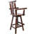 Rustic Bar Stool - Fir Wood Construction, Chair Withdecorative Star Backrest, Footrest,Wide Armrest, Rustic Kitchen Stool, Tall Bistro Chair For Dining Room, Restaurant, Pub, 4-Foot,Brown Color