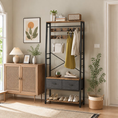 Hall Tree 80cm Wide with Bench and Shoe Storage