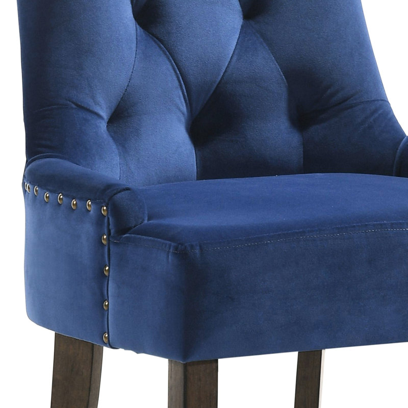 Ensemble de 2 chaises d'appoint bleues avec dossier en velours de construction (de 2)