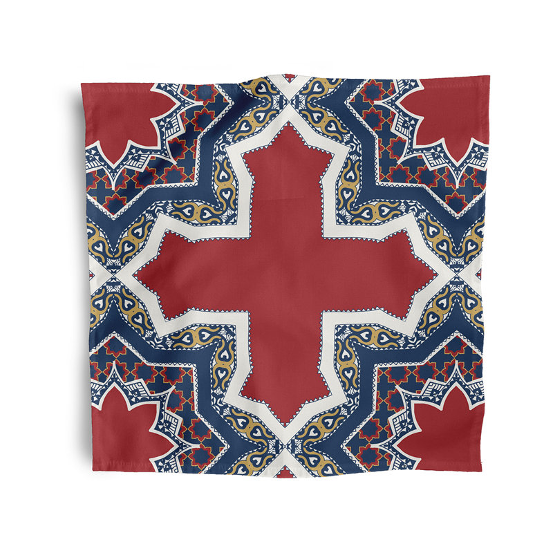 Harrel Polyester Geometric Square Napkin, Red